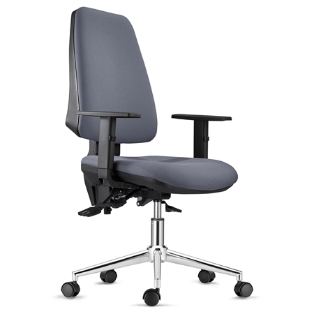 DEMO# Silla Ergonómica INDIANA, en Tela color Gris, con Base Metálica y Brazos Ajustables