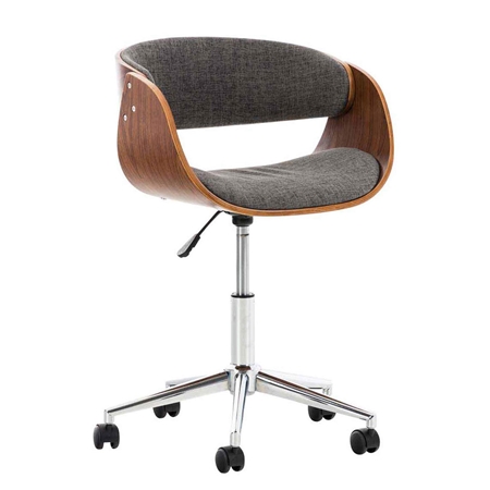 Silla de Oficina ANOUK, Exclusivo Diseño, Estructura en Madera Nogal, Tela Gris Claro