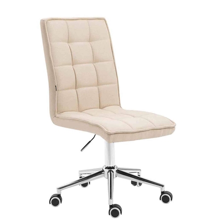 Silla de Oficina BASIR TELA, Exclusivo Diseño, Ajustable en Altura, Color Crema