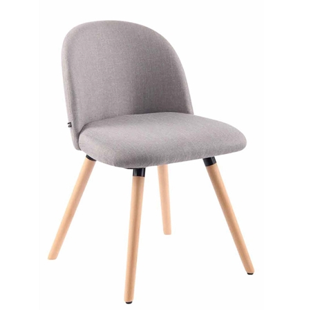 Silla de Confidente MINA, Exclusivo Diseño, Estructura en Madera Haya, Tela Gris Claro