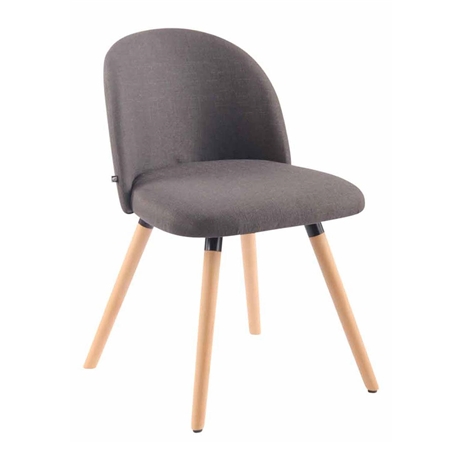 Silla de Confidente MINA, Exclusivo Diseño, Estructura en Madera Haya, Tela Gris Oscuro