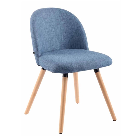 Silla de Confidente MINA, Exclusivo Diseño, Estructura en Madera Haya, Tela Azul