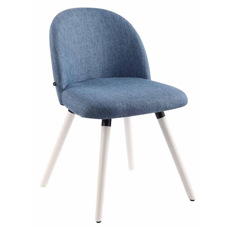 Silla de Confidente MINA, Exclusivo Diseño, Estructura en Madera Blanca, Tela Azul