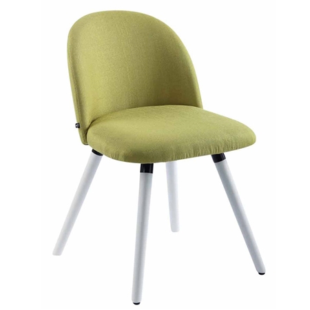 Silla de Confidente MINA, Exclusivo Diseño, Estructura en Madera Blanca, Tela Verde