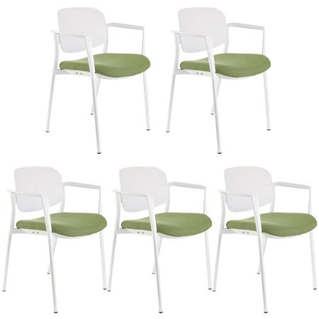 Lote de 5 sillas de Confidente ERIC, Cómodas y Prácticas, Apilables, Color Verde 