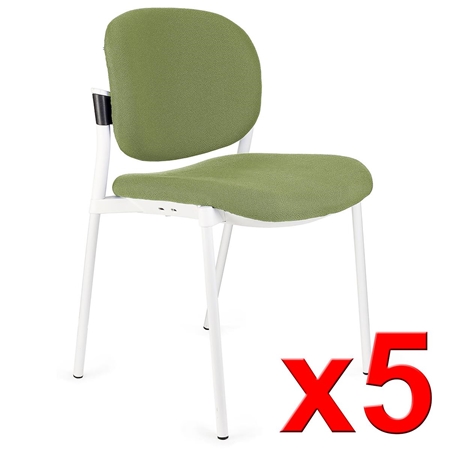 Lote de 5 sillas de Confidente ERIC RESPALDO ACOLCHADO, Cómodas y Prácticas, Apilables, Color Verde