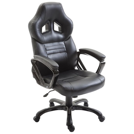 Silla Gaming RAIKONEN, Diseño Deportivo, Grueso Acolchado, en Piel Negra