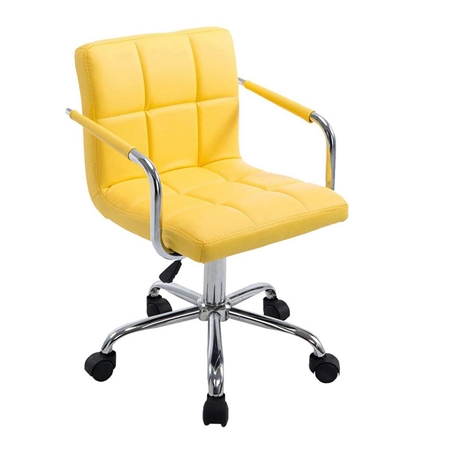 Silla de Oficina BETTY, Gran Acolchado, Estructura Metálica, en Piel color Amarillo