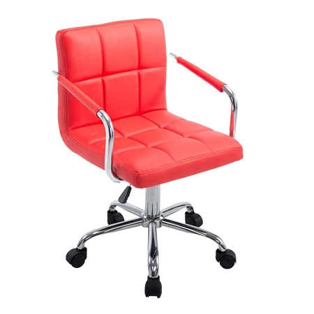 Silla de Oficina BETTY, Gran Acolchado, Estructura Metálica, en Piel color Rojo