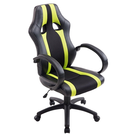 Silla Gaming KUBICA, Respaldo Alto, Grueso Acolchado, en Piel y Malla Negro/Verde