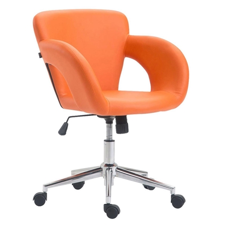 Silla de Oficina ALVA, Gran Acolchado, Estructura Metálica, en Piel color Naranja