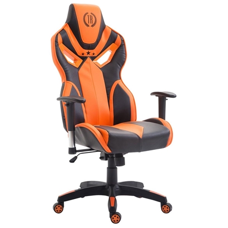 Silla de Oficina HAMIL PIEL, diseño ergonómico, color Negro/Naranja