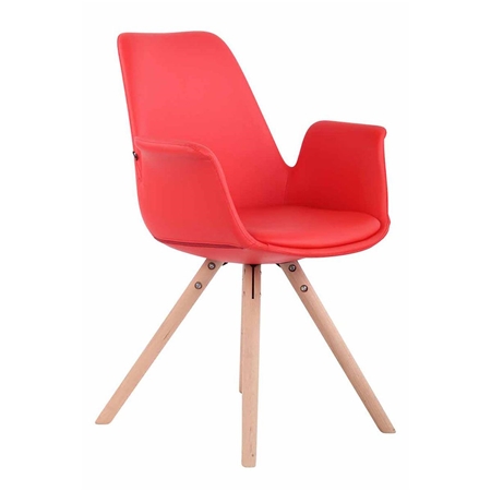 Silla de Confidente LUCY, Reposabrazos Integrados, Patas Claras, Piel Roja