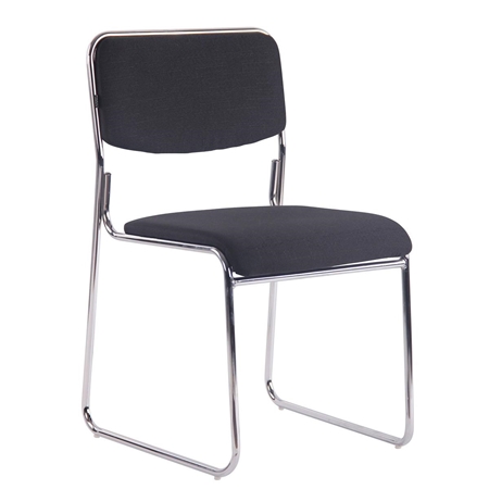 Silla de Confidente MAUI, Apilable, Estructura Metálica, en Tela Negra