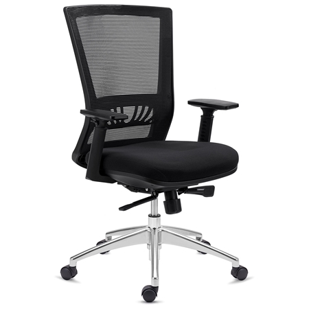 DEMO# Silla de Oficina MAGNUM, Uso 8 horas, Base de Aluminio, Soporte Lumbar, Negro