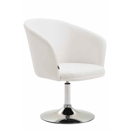 Silla de Confidente BALI, Asiento Giratorio, Base Metálica, en Piel color Blanco