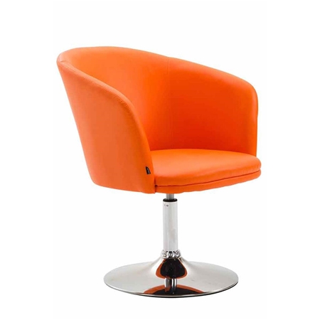 Silla de Confidente BALI, Asiento Giratorio, Base Metálica, en Piel color Naranja