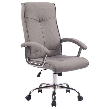 Silla de Oficina CALESTY TELA, Base Metálica, Grueso Acolchado, color Gris claro