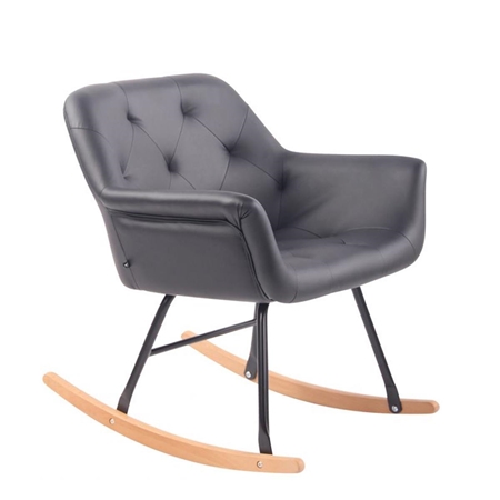 Mecedora DANDY PIEL, Estructura de Metal y Madera, color Negro