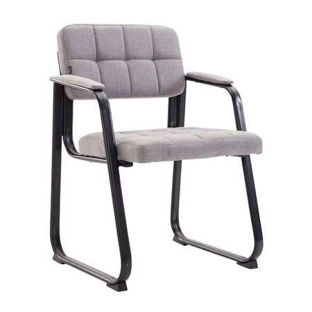 Silla de Confidente OSLO, Reposabrazos, Estructura Metálica, en Tela Gris