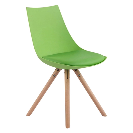 Silla de Confidente SAMOA, Diseño Nórdico, Patas Claras, en Piel Verde