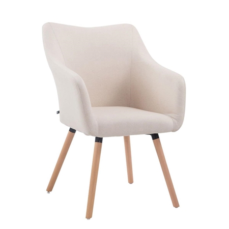 Silla de Confidente GREG, Diseño Moderno, Patas Claras, en Tela Beige