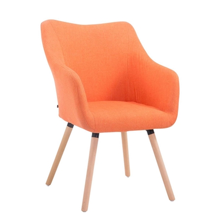 Silla de Confidente GREG, Diseño Moderno, Patas Claras, en Tela Naranja