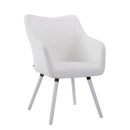 Silla de Confidente GREG PIEL, Diseño Moderno, Patas Blancas, Blanco