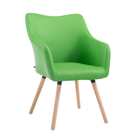 Silla de Confidente GREG PIEL, Diseño Moderno, Patas Claras, Verde