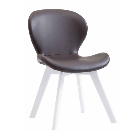 Silla de Confidente RUDY PIEL, Ergonómica, Patas Blancas, Marrón Oscuro