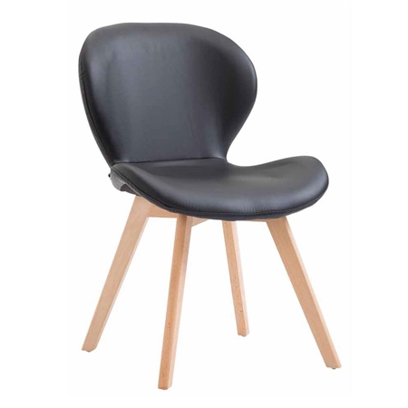 Silla de Confidente RUDY PIEL, Ergonómica, Patas Claras, Negro