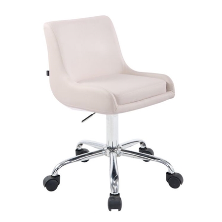 Silla de Oficina ASIA, Base Metálica, Exclusivo Diseño en Piel, Color Blanco