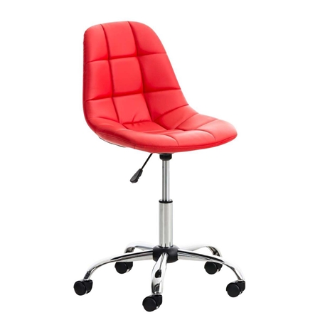 Silla de Oficina WALLY, Grueso Acolchado, Base Metálica, en Piel Roja