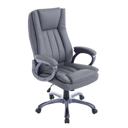 Sillón de Oficina VILTA, Grueso Acolchado, Resistente hasta 150 kg, en Piel Gris