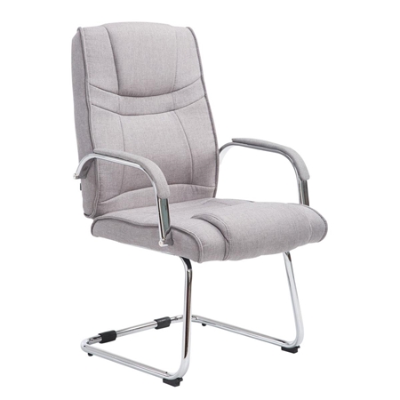 Silla de Confidente DENVER TELA, Estructura Metálica, Acolchada en color Gris Claro