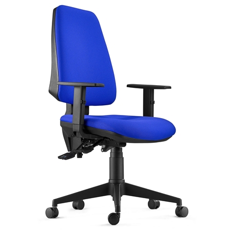 DEMO# Silla Ergonómica INDIANA, en Tela color Azul, con Brazos Ajustables