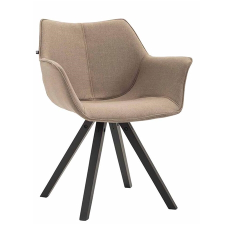 Silla de Confidente TULIP, Cómoda y Moderna, Patas de Madera, en Tela Gris Pardo