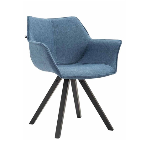 Silla de Confidente TULIP, Cómoda y Moderna, Patas de Madera, en Tela Azul