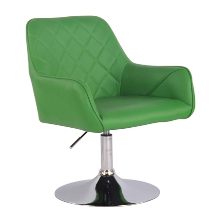 Silla de Confidente DARRY BASE, Estructura Metálica, en Piel con Costuras, Verde