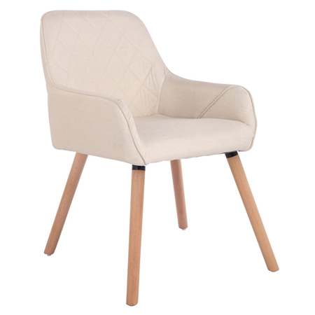 Silla de Confidente DARRY V TELA, Patas Claras, con Costuras, Crema