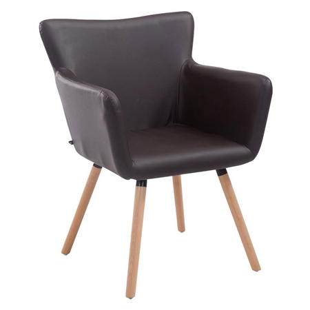 Silla de Confidente NIAGARA, Patas Claras, en Piel color Marrón