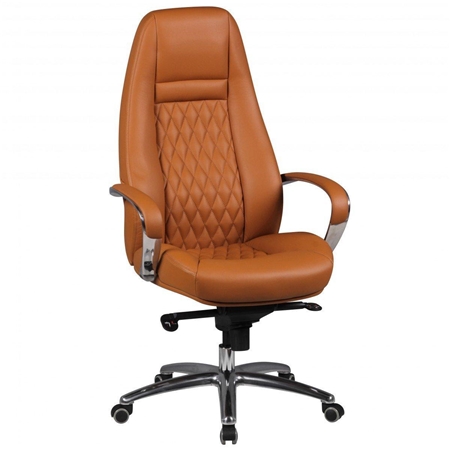 DEMO# Sillón Ergonómico TINDAYA, Diseño Exclusivo, Tapizado en Piel Genuina color Marrón Claro