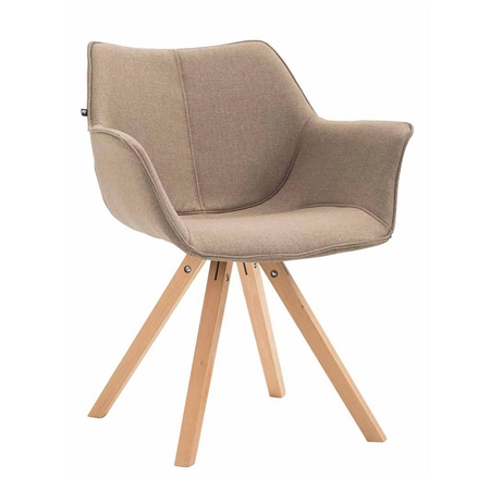 Silla de Confidente TULIP, Cómoda y Moderna, Patas Claras, en Tela Gris Pardo