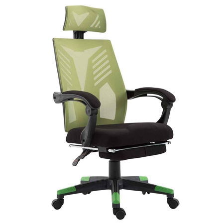 DEMO# Silla Gaming NEON, Ergonómica, Reposapiés Extensible, en Malla Transpirable Negra y Verde