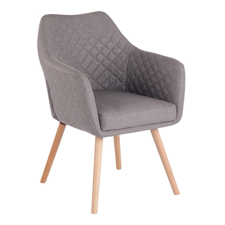 Silla de Confidente BASILEA TELA, Exclusivo Diseño con Costuras, Patas Haya, Color Gris