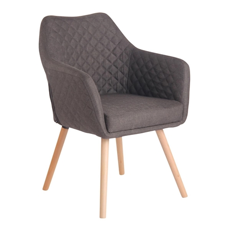 Silla de Confidente BASILEA TELA, Exclusivo Diseño con Costuras, Patas Haya, Color Gris Oscuro