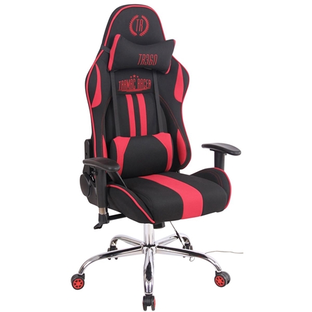 Silla Gaming INDY TELA, Respaldo Reclinable, Función de Calor y Masajes, Negro/Rojo