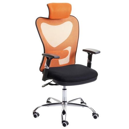 Silla Ergonómica LUCIA, Uso 8 Horas, Soporte Lumbar Acolchado, Estructura Metálica, Color Naranja