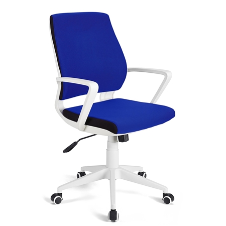 DEMO# Silla de Oficina IRMA, Estructura en Blanco, Mecanismo Basculante, En Tela Azul