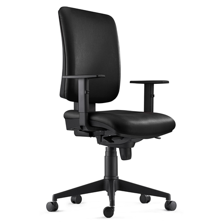 DEMO# Silla Ergonómica PIERO, en Piel color Negro, con Brazos Ajustables